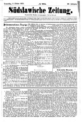 Südslawische Zeitung Donnerstag 2. Oktober 1851