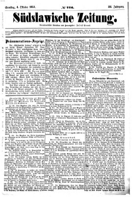 Südslawische Zeitung Samstag 4. Oktober 1851