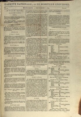 Gazette nationale, ou le moniteur universel (Le moniteur universel) Mittwoch 2. Dezember 1789