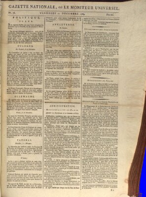 Gazette nationale, ou le moniteur universel (Le moniteur universel) Freitag 11. Dezember 1789