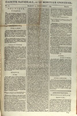 Gazette nationale, ou le moniteur universel (Le moniteur universel) Dienstag 15. Dezember 1789