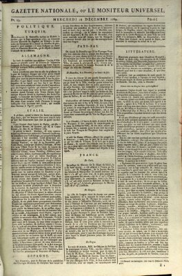 Gazette nationale, ou le moniteur universel (Le moniteur universel) Mittwoch 16. Dezember 1789