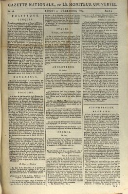 Gazette nationale, ou le moniteur universel (Le moniteur universel) Montag 21. Dezember 1789