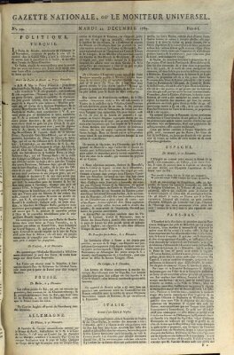 Gazette nationale, ou le moniteur universel (Le moniteur universel) Dienstag 22. Dezember 1789