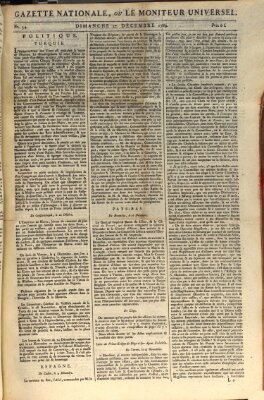 Gazette nationale, ou le moniteur universel (Le moniteur universel) Sonntag 27. Dezember 1789