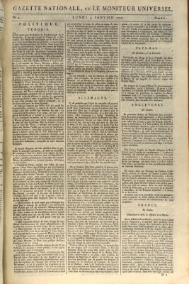 Gazette nationale, ou le moniteur universel (Le moniteur universel) Montag 4. Januar 1790