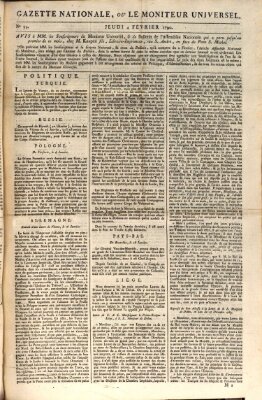 Gazette nationale, ou le moniteur universel (Le moniteur universel) Donnerstag 4. Februar 1790