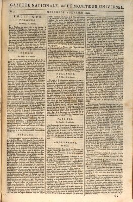 Gazette nationale, ou le moniteur universel (Le moniteur universel) Mittwoch 10. Februar 1790