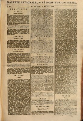 Gazette nationale, ou le moniteur universel (Le moniteur universel) Mittwoch 7. April 1790