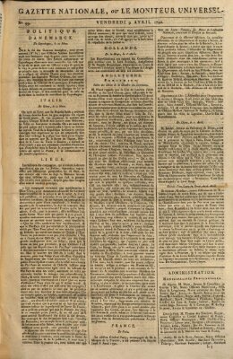 Gazette nationale, ou le moniteur universel (Le moniteur universel) Freitag 9. April 1790