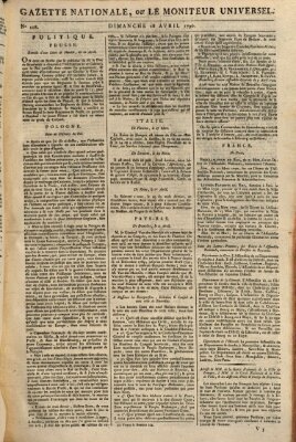 Gazette nationale, ou le moniteur universel (Le moniteur universel) Sonntag 18. April 1790