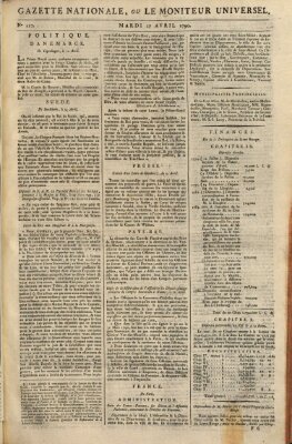 Gazette nationale, ou le moniteur universel (Le moniteur universel) Dienstag 27. April 1790