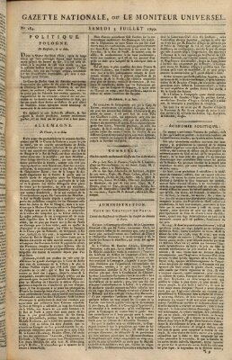 Gazette nationale, ou le moniteur universel (Le moniteur universel) Samstag 3. Juli 1790