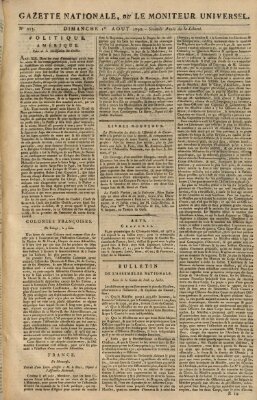 Gazette nationale, ou le moniteur universel (Le moniteur universel) Sonntag 1. August 1790