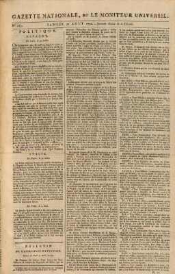 Gazette nationale, ou le moniteur universel (Le moniteur universel) Samstag 21. August 1790