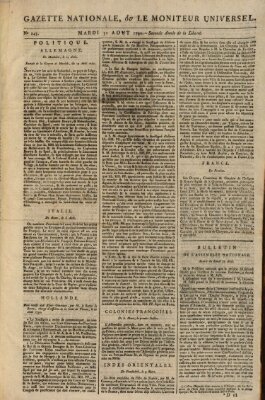 Gazette nationale, ou le moniteur universel (Le moniteur universel) Dienstag 31. August 1790