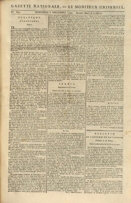 Gazette nationale, ou le moniteur universel (Le moniteur universel) Mittwoch 8. Dezember 1790