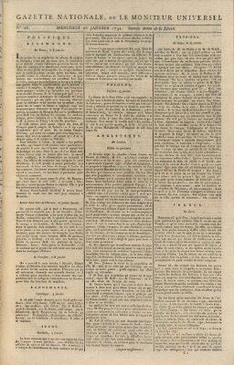 Gazette nationale, ou le moniteur universel (Le moniteur universel) Mittwoch 26. Januar 1791