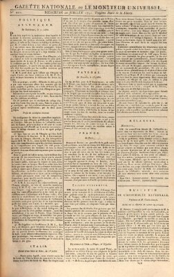 Gazette nationale, ou le moniteur universel (Le moniteur universel) Mittwoch 20. Juli 1791