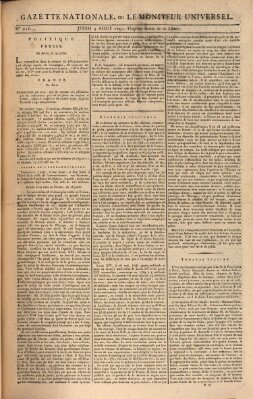 Gazette nationale, ou le moniteur universel (Le moniteur universel) Donnerstag 4. August 1791