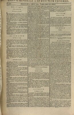Gazette nationale, ou le moniteur universel (Le moniteur universel) Sonntag 21. August 1791
