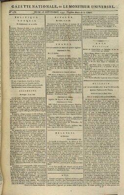 Gazette nationale, ou le moniteur universel (Le moniteur universel) Donnerstag 15. September 1791