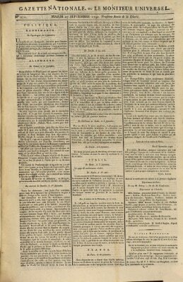 Gazette nationale, ou le moniteur universel (Le moniteur universel) Dienstag 27. September 1791