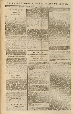 Gazette nationale, ou le moniteur universel (Le moniteur universel) Dienstag 1. November 1791