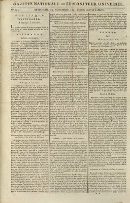 Gazette nationale, ou le moniteur universel (Le moniteur universel) Sonntag 20. November 1791