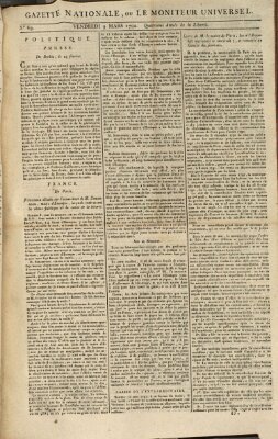 Gazette nationale, ou le moniteur universel (Le moniteur universel) Freitag 9. März 1792