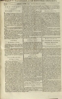 Gazette nationale, ou le moniteur universel (Le moniteur universel) Donnerstag 5. April 1792