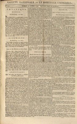 Gazette nationale, ou le moniteur universel (Le moniteur universel) Dienstag 10. April 1792