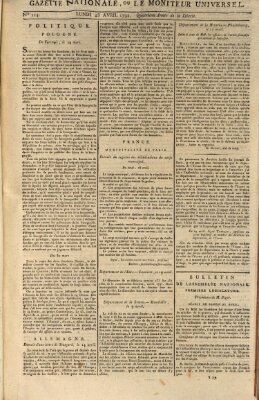 Gazette nationale, ou le moniteur universel (Le moniteur universel) Montag 23. April 1792