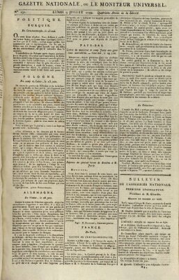 Gazette nationale, ou le moniteur universel (Le moniteur universel) Montag 9. Juli 1792