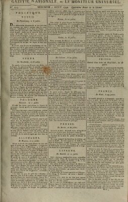 Gazette nationale, ou le moniteur universel (Le moniteur universel) Mittwoch 1. August 1792