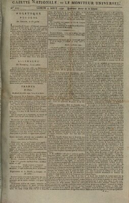 Gazette nationale, ou le moniteur universel (Le moniteur universel) Samstag 4. August 1792