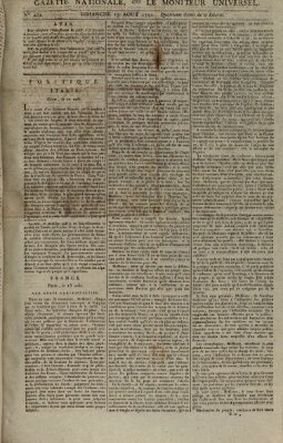 Gazette nationale, ou le moniteur universel (Le moniteur universel) Sonntag 19. August 1792