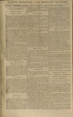 Gazette nationale, ou le moniteur universel (Le moniteur universel) Mittwoch 29. August 1792