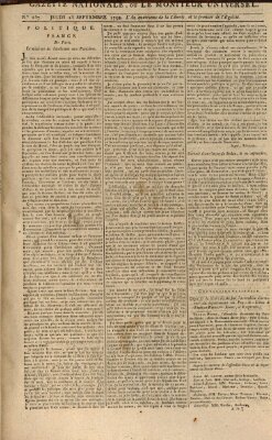 Gazette nationale, ou le moniteur universel (Le moniteur universel) Donnerstag 13. September 1792