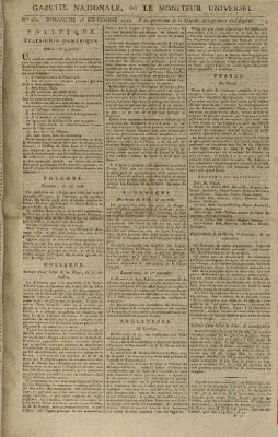 Gazette nationale, ou le moniteur universel (Le moniteur universel) Sonntag 16. September 1792