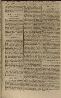 Gazette nationale, ou le moniteur universel (Le moniteur universel) Donnerstag 20. September 1792