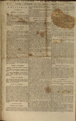 Gazette nationale, ou le moniteur universel (Le moniteur universel) Samstag 29. September 1792