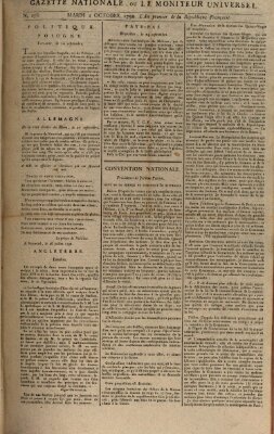 Gazette nationale, ou le moniteur universel (Le moniteur universel) Dienstag 2. Oktober 1792