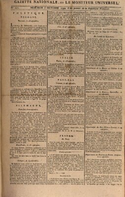 Gazette nationale, ou le moniteur universel (Le moniteur universel) Mittwoch 3. Oktober 1792