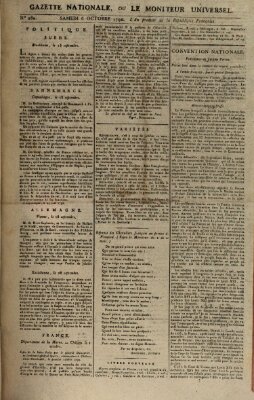 Gazette nationale, ou le moniteur universel (Le moniteur universel) Samstag 6. Oktober 1792