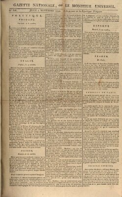 Gazette nationale, ou le moniteur universel (Le moniteur universel) Donnerstag 1. November 1792