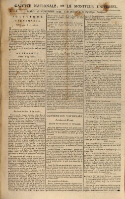 Gazette nationale, ou le moniteur universel (Le moniteur universel) Dienstag 13. November 1792