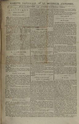 Gazette nationale, ou le moniteur universel (Le moniteur universel) Donnerstag 15. November 1792