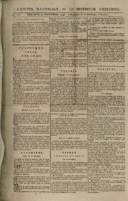 Gazette nationale, ou le moniteur universel (Le moniteur universel) Mittwoch 21. November 1792