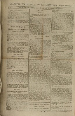 Gazette nationale, ou le moniteur universel (Le moniteur universel) Donnerstag 22. November 1792